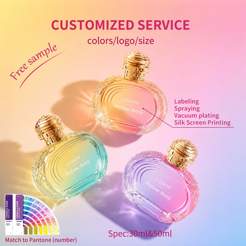 Luxury perfume bottle with gold cap 