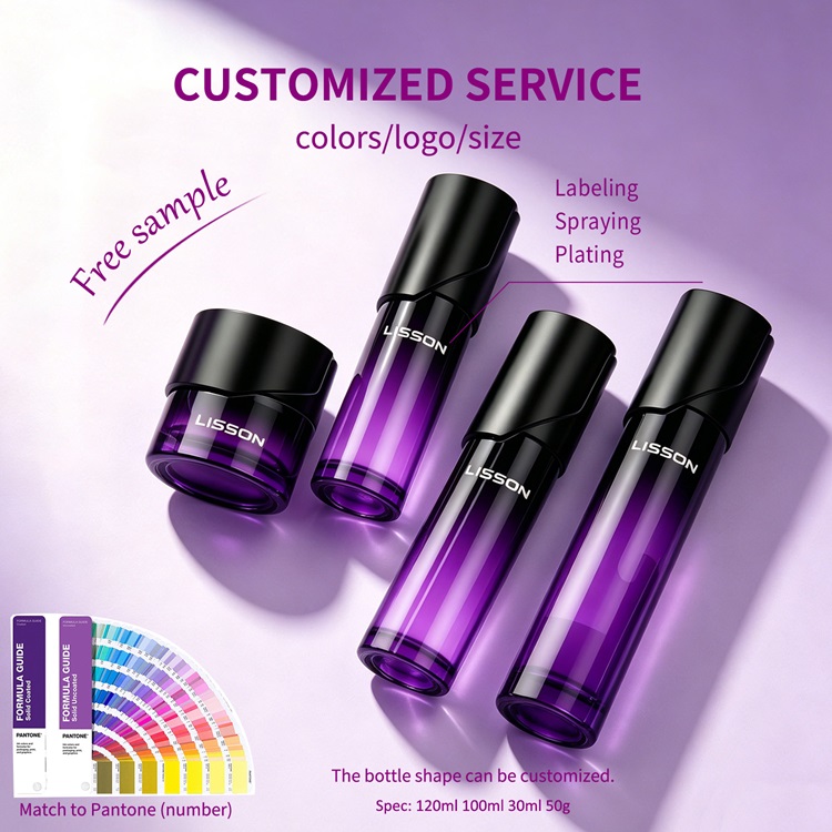 Luxury Purple Gradient Glass Skincare Packaging Set