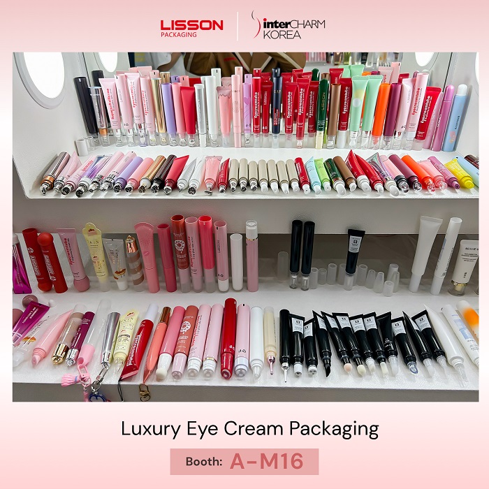 Luxury eye cream squeeze packaging tubes matrix with premium surface finishes by Lisson