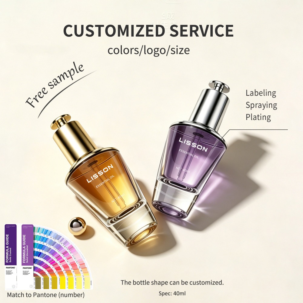 custom 40ml V-Shape Glass Dropper Bottle