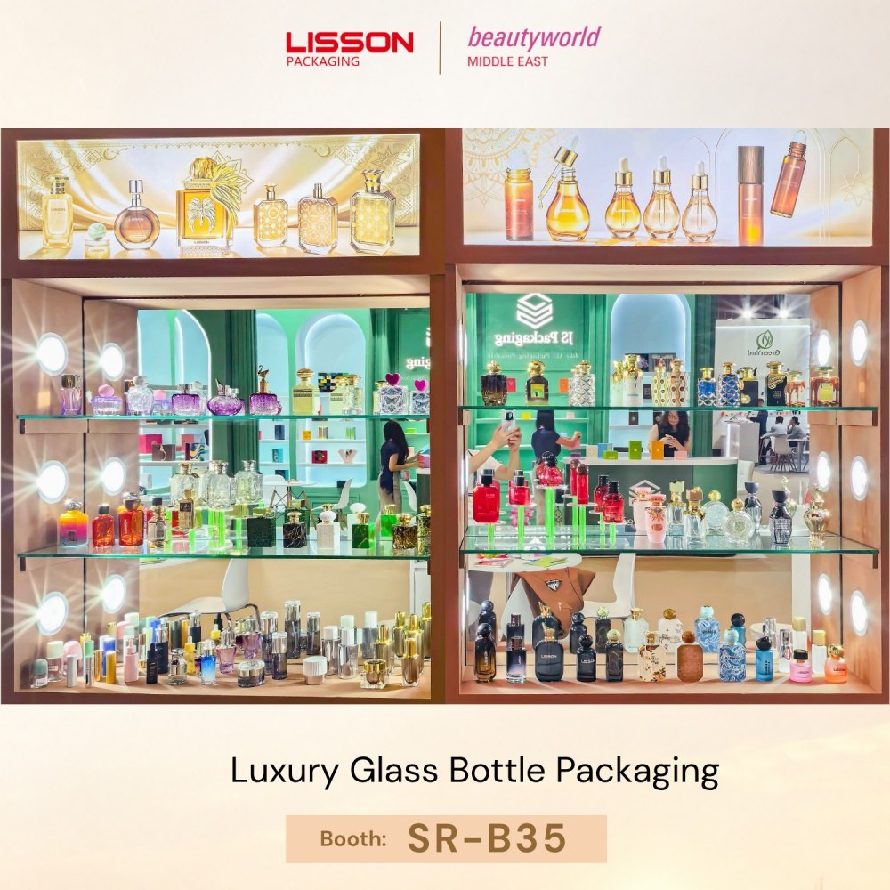 Luxury Perfume Glass Bottles and Dropper Vials Display at Lisson Booth SR-B35